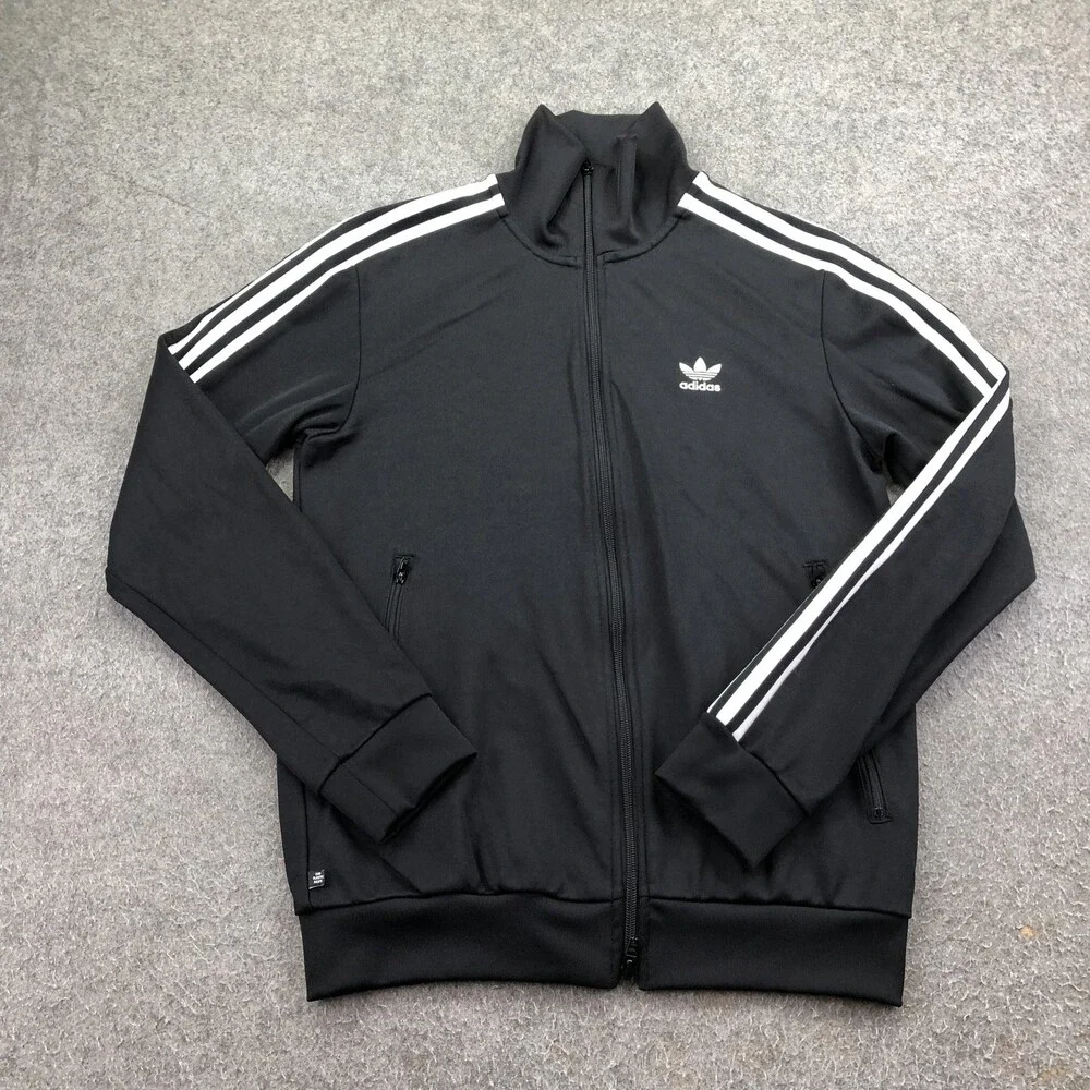 Adidas Jacket Mens Medium Black Zip Track 3 Stripe Parley Ocean Plastic Firebird